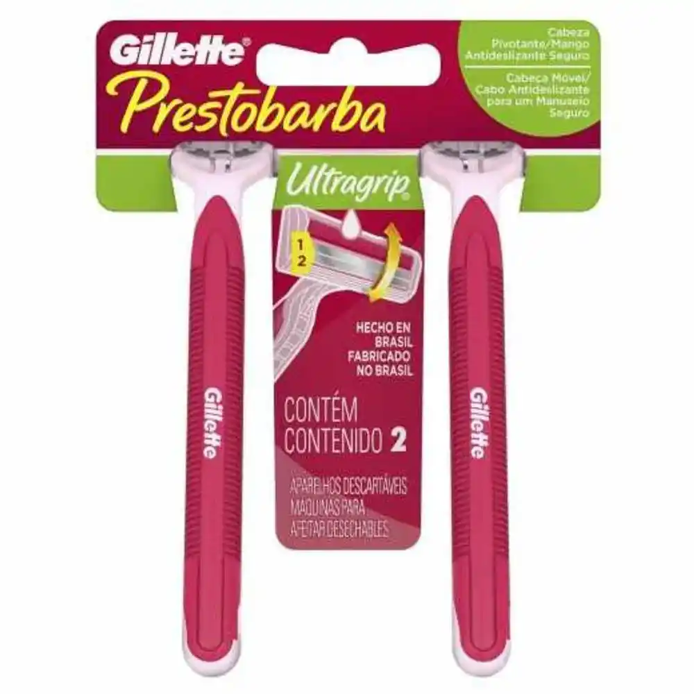 Aparelho de Barbear Gillette Ultragrip Rosa Aloe 2 Unidades