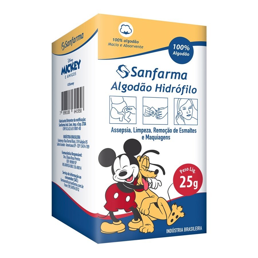 ALGODAO HIDROFILO 25G MICKEY SANFARMA