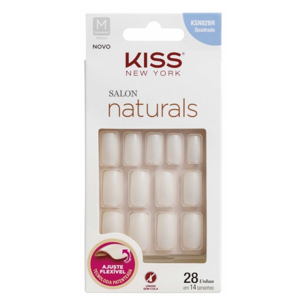 Unhas Kiss NY Salon Natural Médio Quadrado