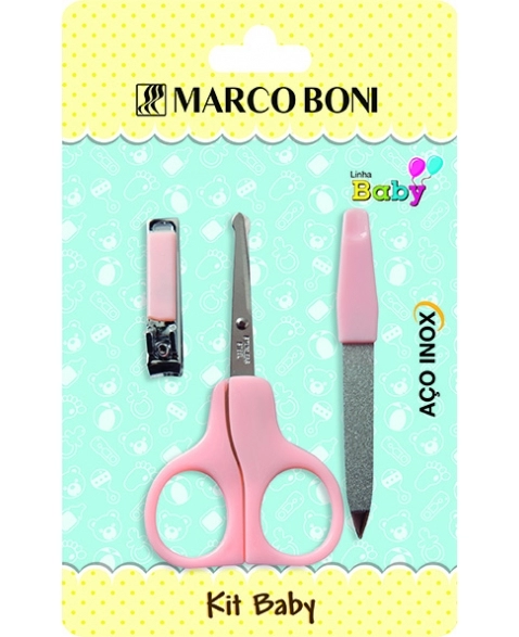 KIT MANICURE INFANTIL 3 PECAS ROSA 6163B/