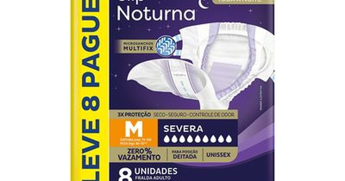 Fralda Noturna Tena Tamanho M com 9 Pacotes