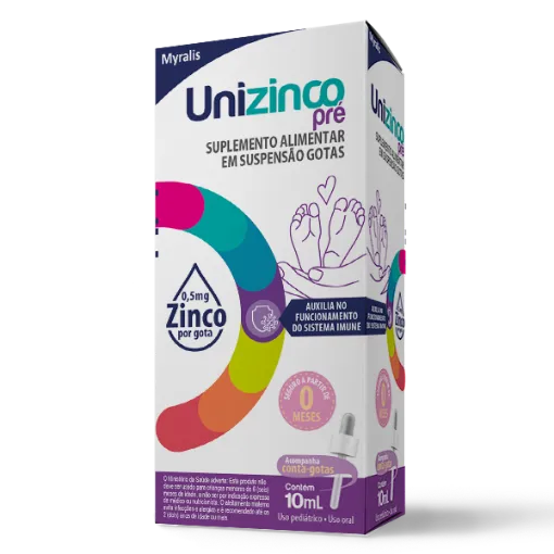 ZINCO SEM SABOR UNIZINCO PRÉ CAIXA 10ML SUSPENSÃO GOTAS + CONTA-GOTAS