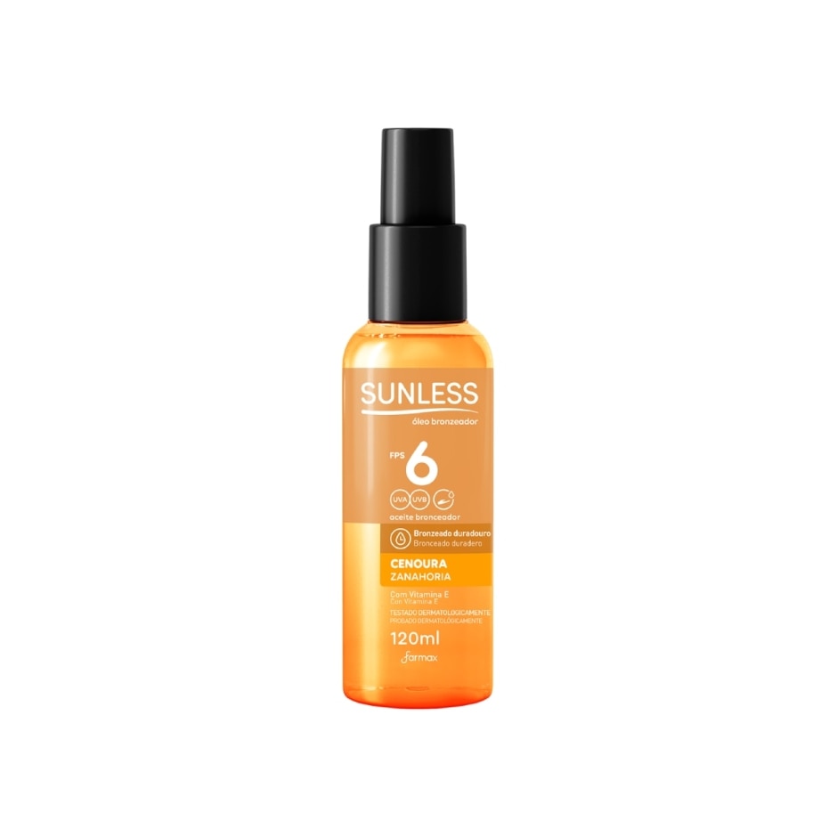 OLEO BRONZEADOR CENOURA FPS6 SUNLESS 120ML FARMAX