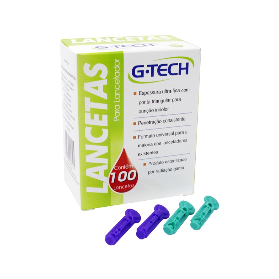 LANCETA G-TECH LANCETADORA 2 100UN 28G - G-TECH